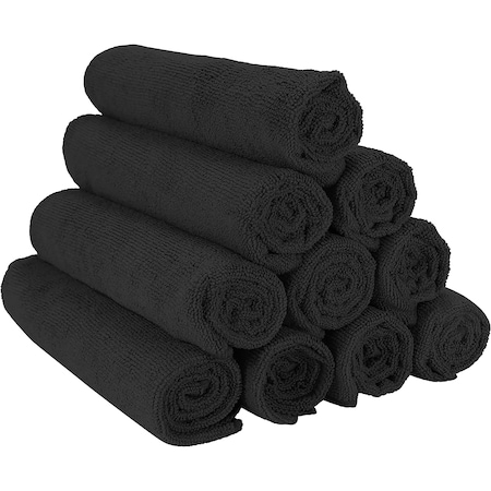 Monarch Brands Microfiber Hand Towels, 16in x 27in, 180PK M915105BLK-CS